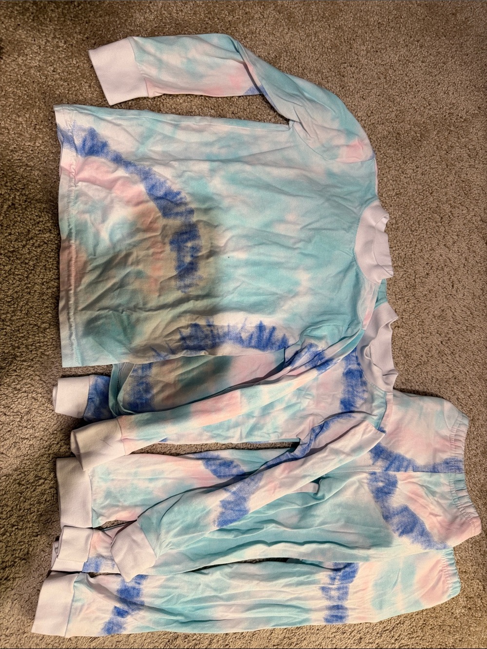 Peejamas- potty-training kids Tie-Dye Pajama Set in Pastel Blue & Pink
